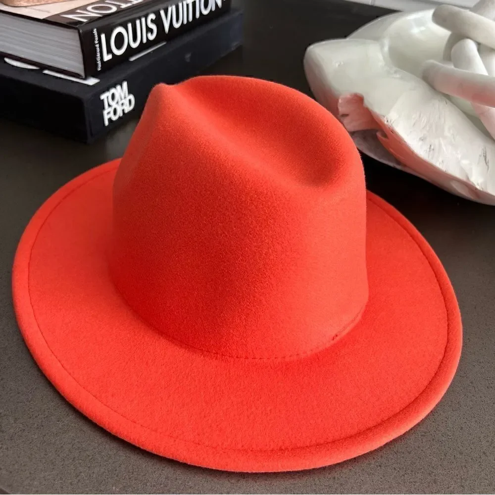 ELA Lady Fedora Hat Collection Color Orange imported From Colombia.